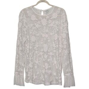 Sundance White Sheer Lace Long Sleeve Blouse Top Ruffle Fairy Cottage Women's XL